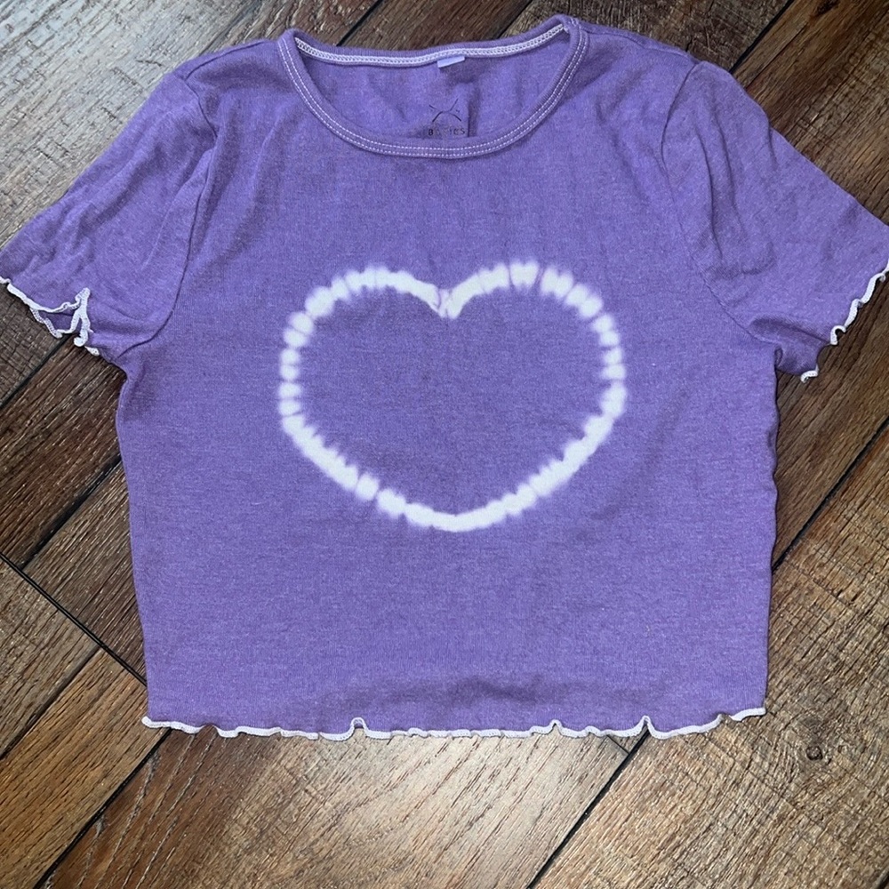 Purple baby tee, tie-dye heart in the middle!